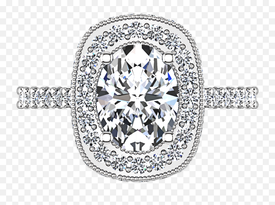 Halo Oval Engagement Ring Camille 14k - Diamond Png,White Oval Png