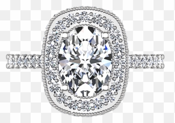 Halo Oval Engagement Ring Camille 14k - Diamond png