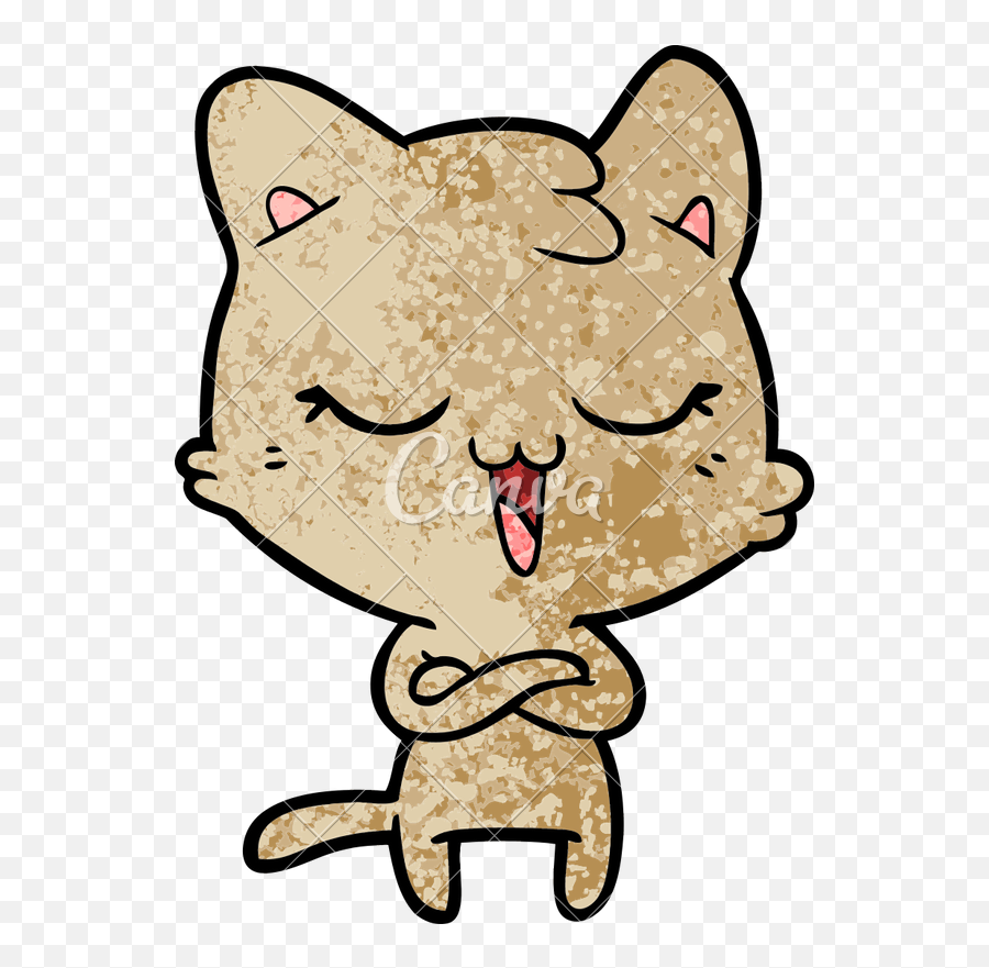 Happy Cartoon Cat Vector Illustration Design - Icons By Canva Bored Cat Cartoon Png,Cat Vector Png