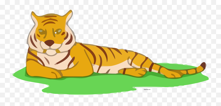New Tiger Resting In Grass Clipart Png - Tiger With Grass Cartoon,Grass Clipart Png