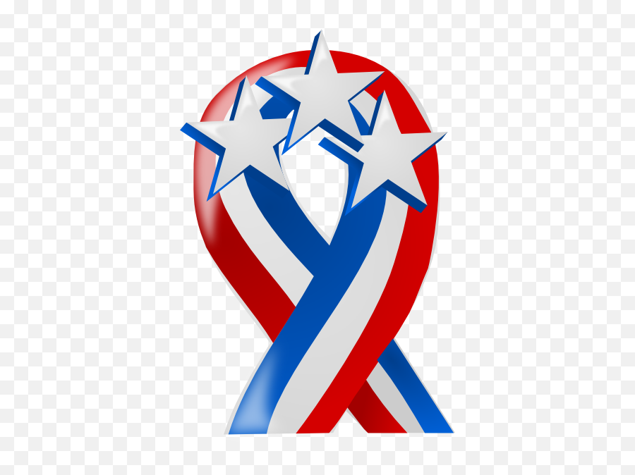 Red White And Blue Ribbon With Stars - Red White And Blue Cancer Ribbon Png,Red Blue Ribbon Logo