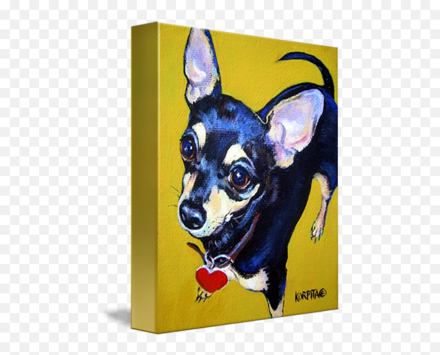 Little Bitty Chihuahua Funny Black Tan By Rebecca Korpita - Black Chihuahua Painting Png,Chihuahua Png