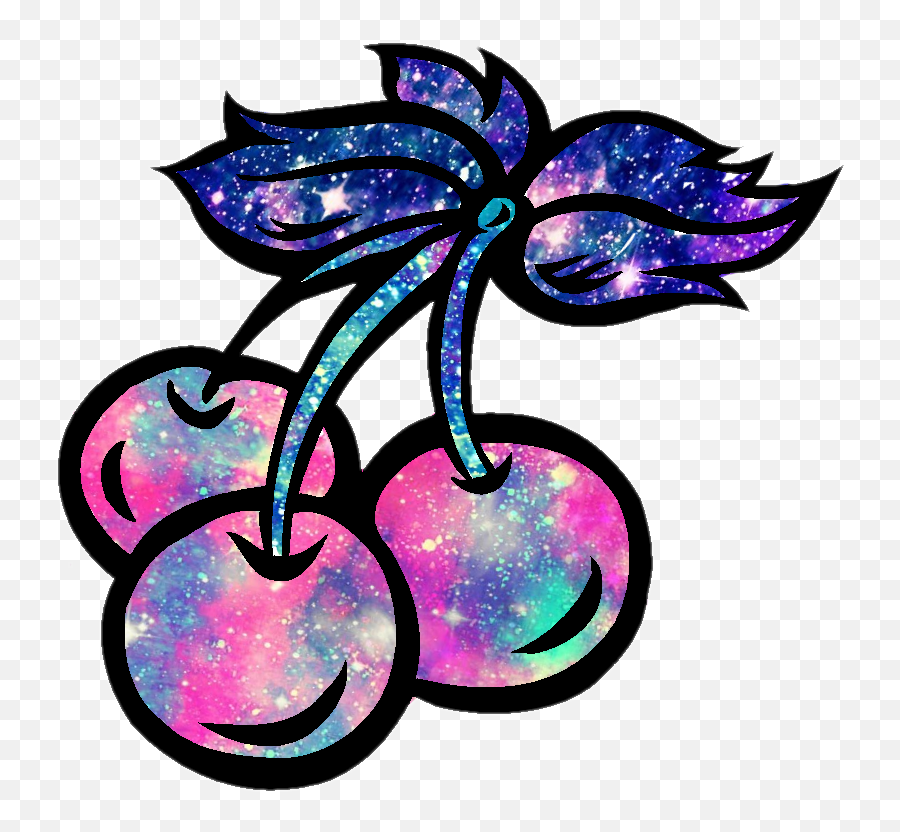 Cherry Cherries Fruit Galaxy Sparkle Stars Glitter Clipart - Glitter Cherry Png,Glitter Stars Png