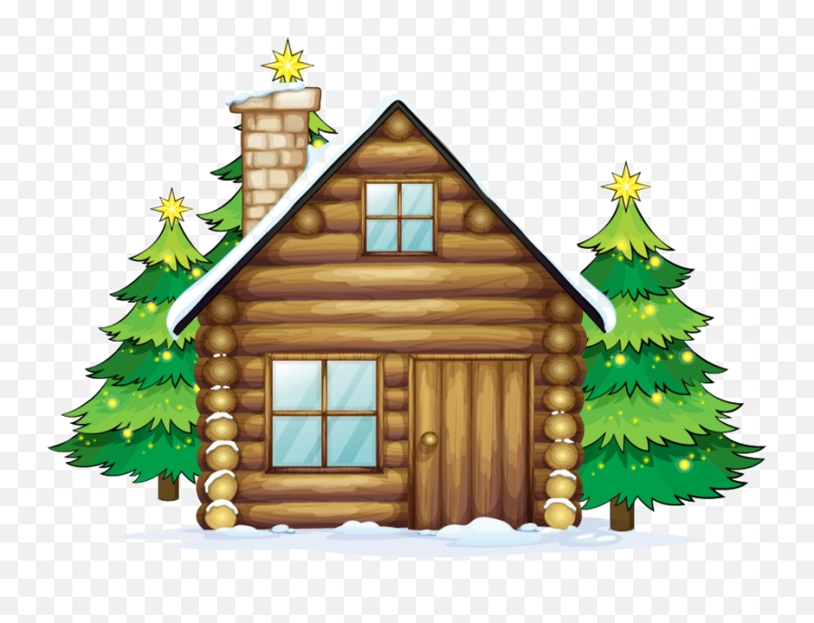 Library Of Santa House Jpg Free Png Files Clipart Art - Draw A Log Cabin,Santa And Reindeer Png