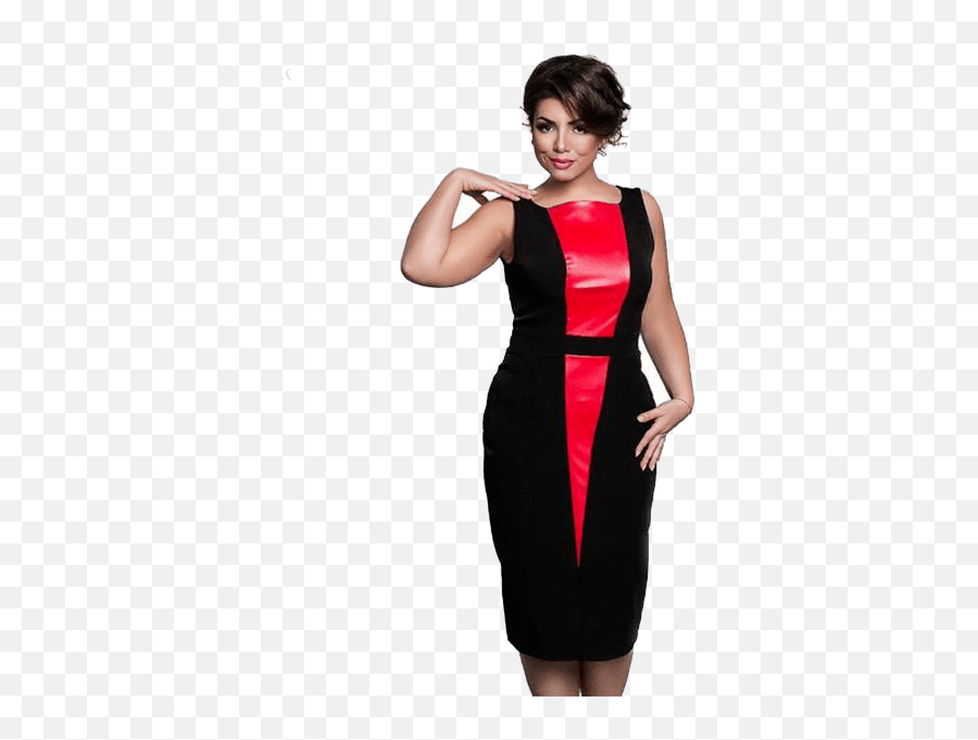 Download Hd Women Patchwork Dress Plus Size O - Neck Women Plus Size Png,Sexy Woman Png