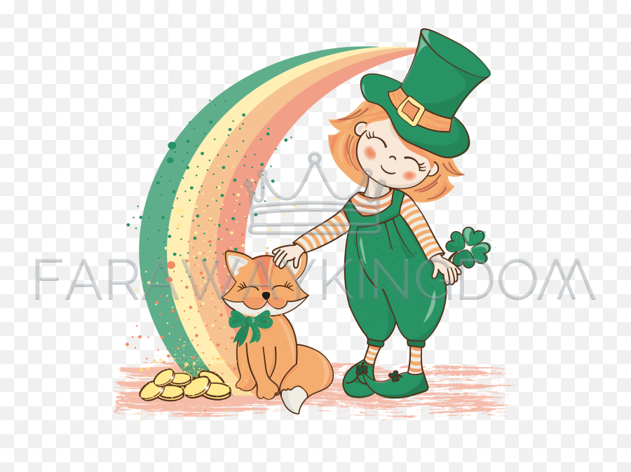 Patrick Rainbow Saint Day Vector Illustration Set Png