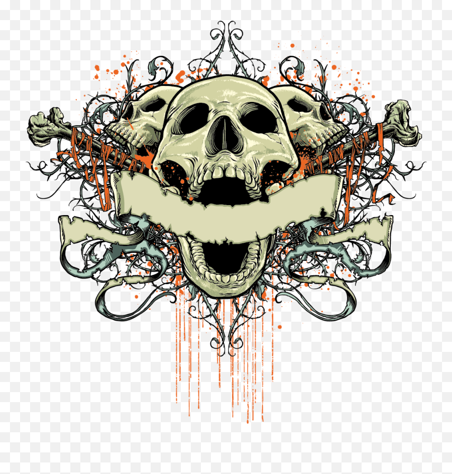 Download T - Shirt Element Design Skull Fashionable Free Png,Skull Clipart Png