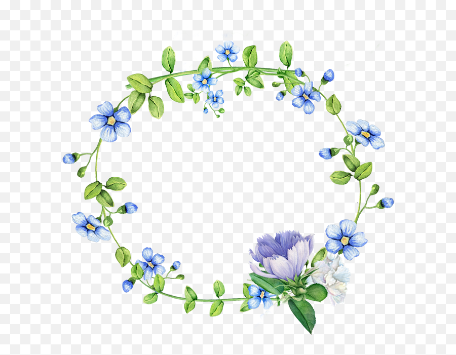 Blue Flowers Border Wreath Png File - Border Forget Me Not,Blue Flowers Png