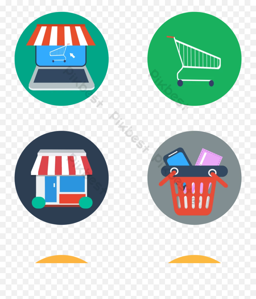 Flat Online Shopping Shop And Cart Icon - Zientzia Museoa Png,Shop Basket Icon