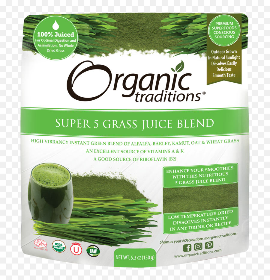 Organic Super 5 Grass Juice Blend - Organic Wheat Grass Juice Powder Png,Grasses Png