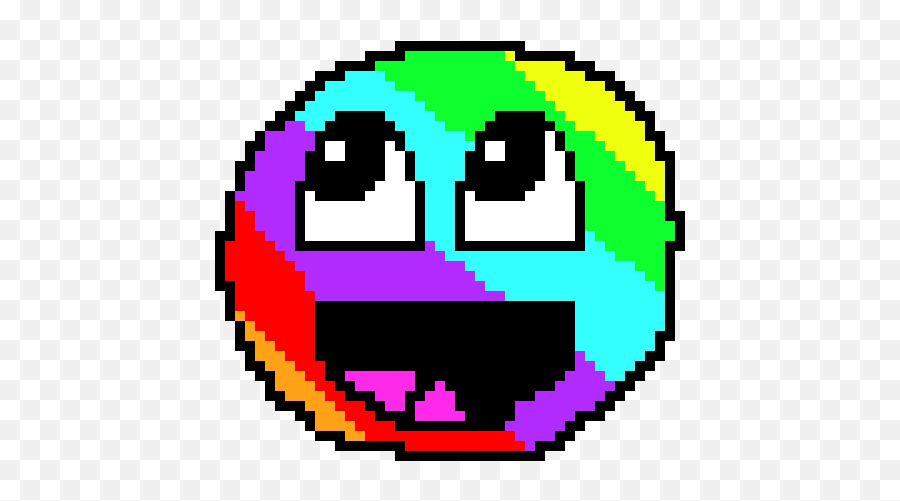 Rainbow Epic Face 5 Pixel Art Maker - Geometry Dash Difficulties In Emojis Png,Epic Face Transparent
