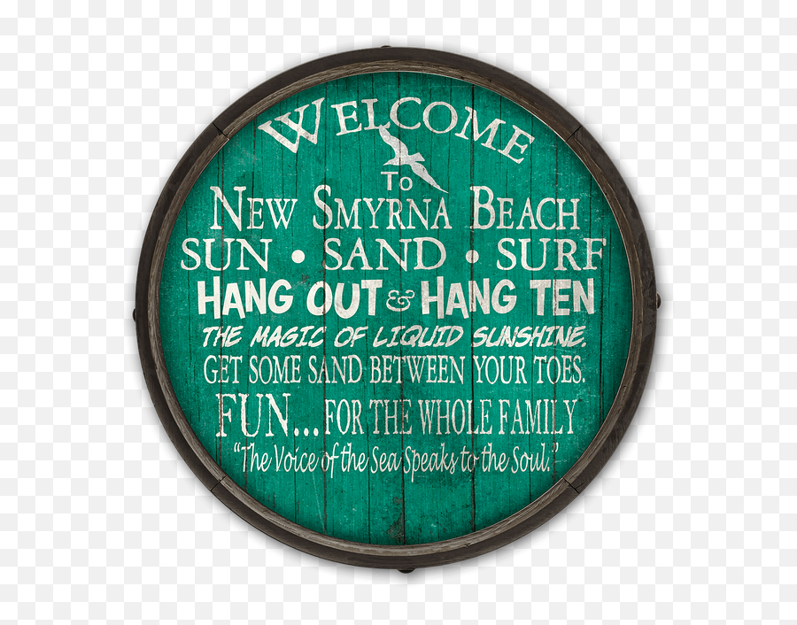 Welcome To The Beach - Barrel End Wooden Sign Hang In There Cat Png,Hanging Wooden Sign Png