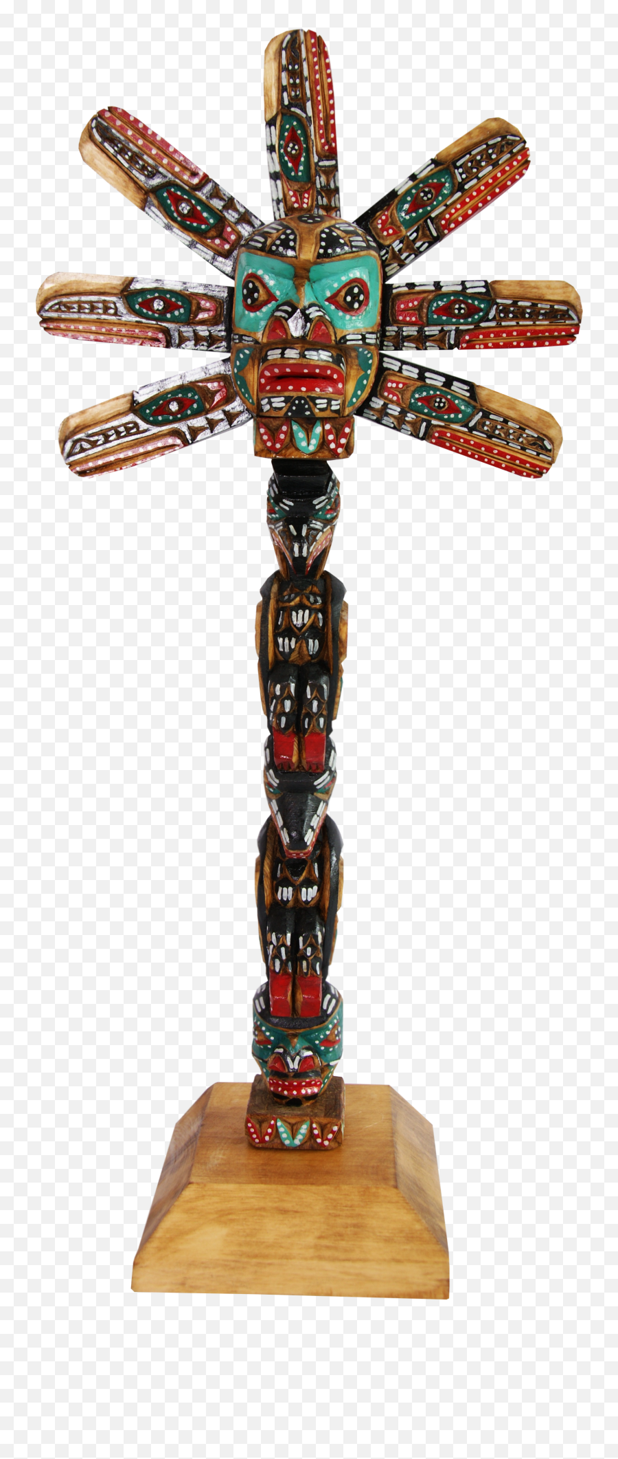 Sun Mask T Bird Raven U0026 Human Rattle - Cross Png,Totem Pole Png