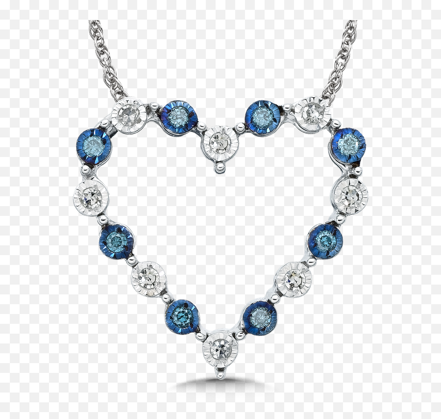 Sdc Creations Blue And White Floating Diamond 10k Heart - Necklace Png,White Heart Transparent Background