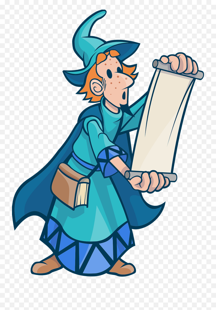 Wizard Magic Scroll - Cartoon Man Reading A Scroll Png,Mage Png