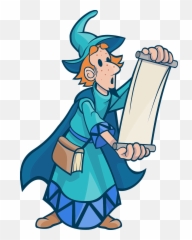 Wizard Magic Scroll - Cartoon Man Reading A Scroll Png,Mage Png