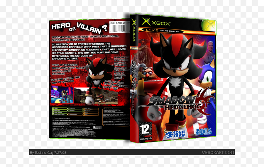Shadow The Hedgehog Xbox Box Art Cover By Techno Guy - Shadow The Hedgehog Png,Shadow The Hedgehog Png
