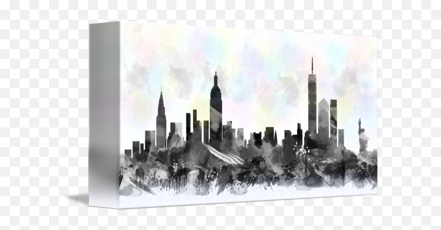 York City Skyline Silhouette Watercolor - City Silhouette Watercolor Png,New York Skyline Silhouette Png