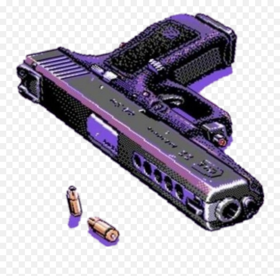Gun Gunshot Firearm Vaporwave Sticker - Vaporwave Purple Aesthetic Png,Gunshot Effect Png