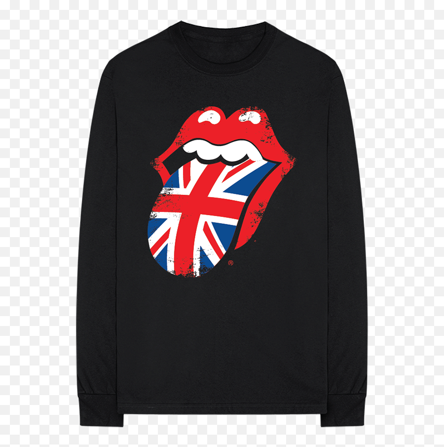 Distressed Uk Tongue Crewneck Sweatshirt - Rolling Stones Sweatshirt Uk Flag Png,Uk Flag Png Icon