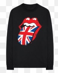Distressed Uk Tongue Crewneck Sweatshirt - Rolling Stones Uk Flag png