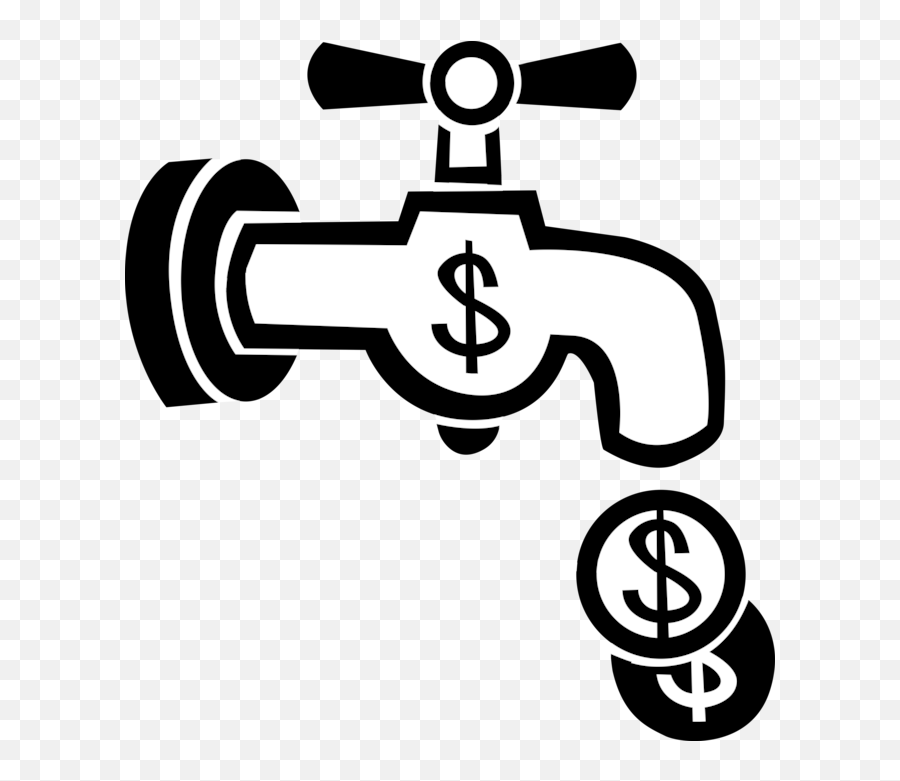 Flushing Everything Down Drain - Vector Image Money Faucet Clipart Png,Faucet Icon Vector