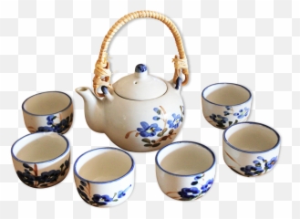 6 Tea Cups - Ceramic Png,Teapot Png