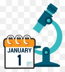 January 1 Calendar Icon With Blue Microscope - Png