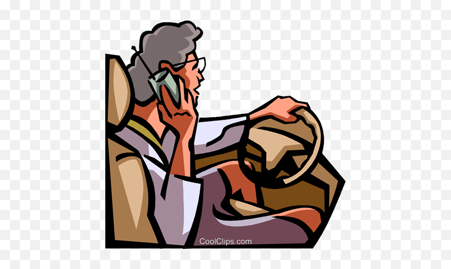 Download Free Png Driving While Talking - Cell Phone While Driving Cartoon,Cell Phone Clipart Png