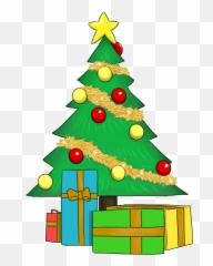 Download Christmas Tree With Presents Clipart - And png