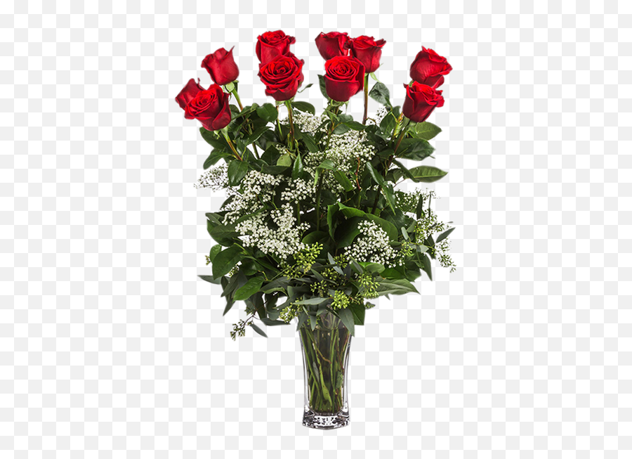 Dozen Long Stemmed Roses With Babyu0027s Breath - Long Stem Roses Transparent Png,Baby's Breath Png