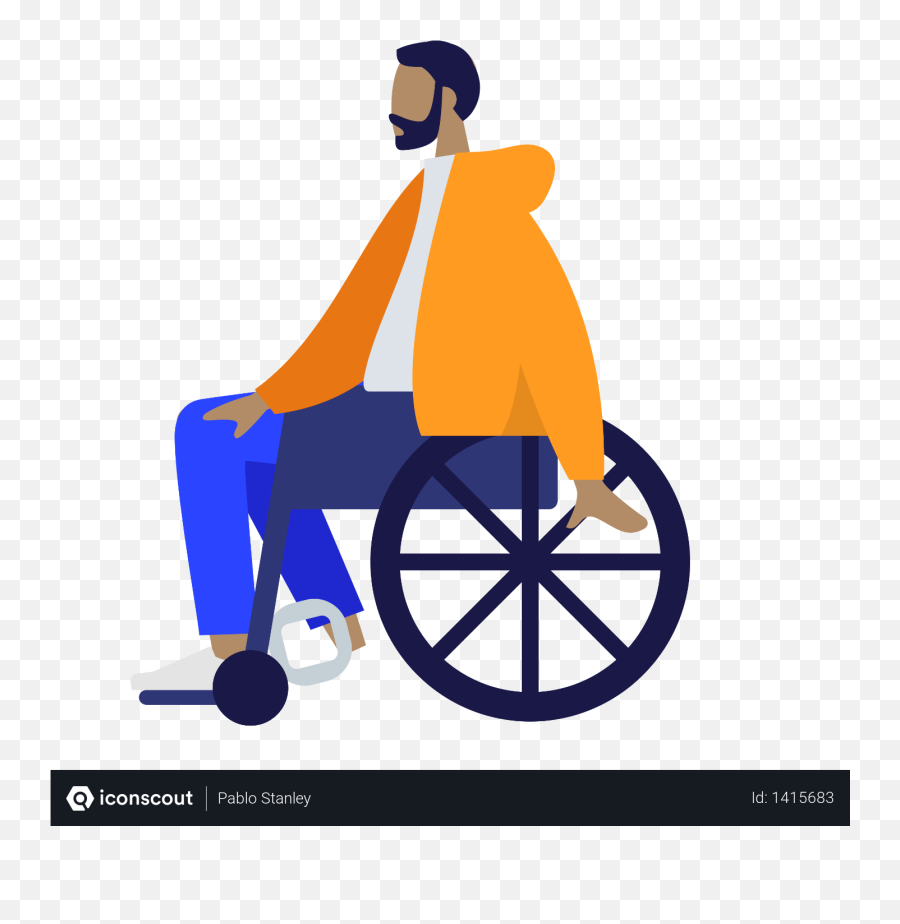 Free Beard Man Sitting - Person In Wheelchair Illustration Png,Wheelchair Png
