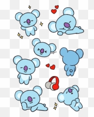 Bt21 Stickers - Bts Blue Cartoon Png,Bt21 Png