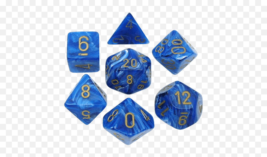 Chessex - Vortex Blue With Gold Polyhedral Dice Set Chessex Vortex Blue W Gold Png,Dnd Dice Png