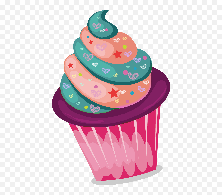 Colorful Cupcake Clipart Png Transparent - Full Size Cupcake Clipart Colorful,Cupcake Clipart Png