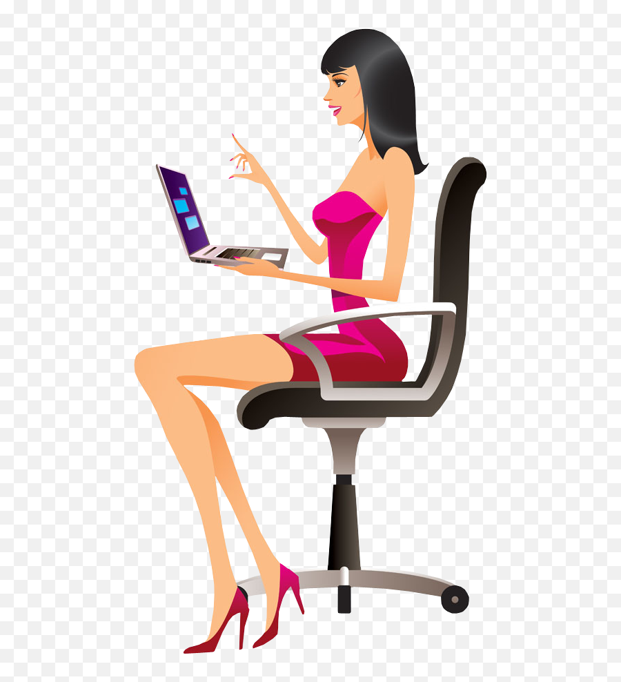 Laptop Computer Source Code Clip Art - Computer Working Girl Png Transparent,Cartoon Computer Png