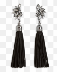 Download Earrings With Tassels Black - PNG Image