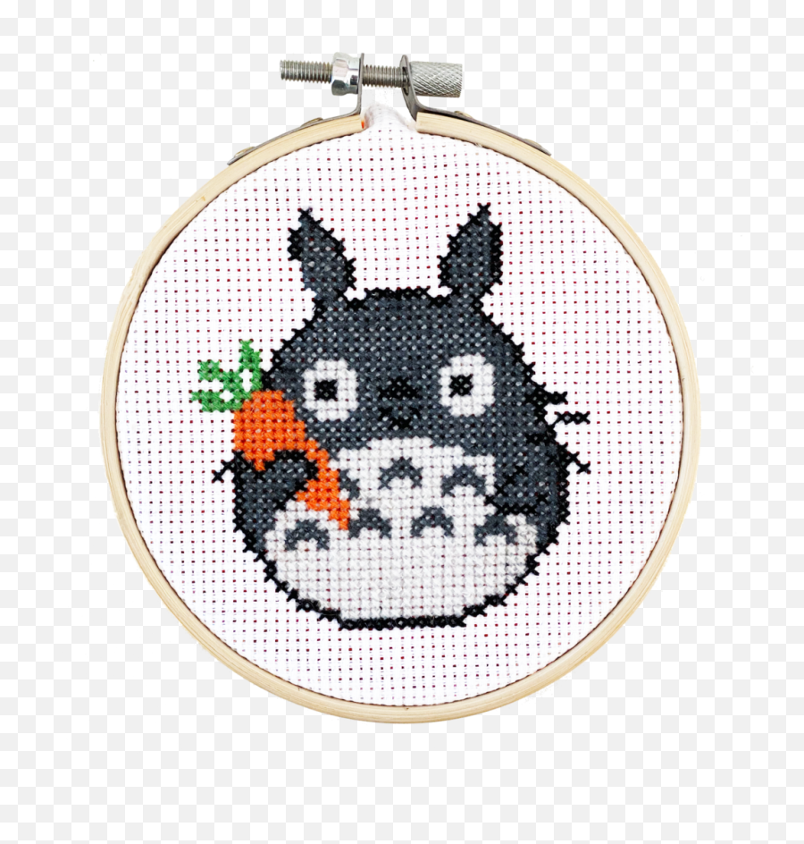 Totoro With Carrot - Diy Cross Stitch Kit U2013 Thecloudfactory Cross Stitch Kits Totoro Png,Totoro Transparent