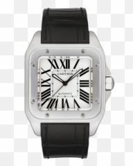 Crw20073x8 - Santos 100 Watch Large Model Steel Leather Cartier Santos Mens Watches Png,Steel Png