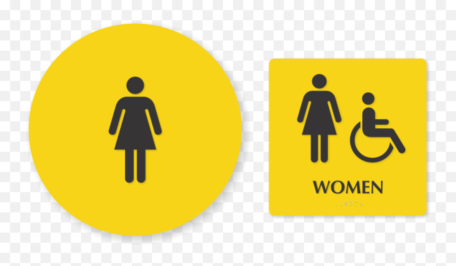 California Women Accessible Bathroom Sign In Yellow And - Germline Vs Somatic Png,Womens Restroom Icon