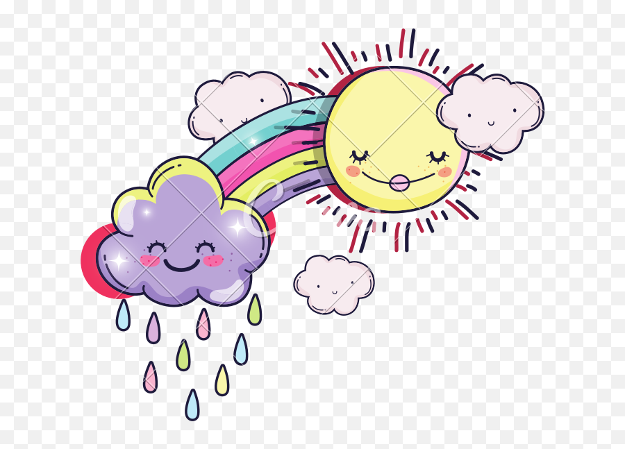 Happy Sun With Rainbow And Cute Clouds - Icons By Canva Cartoon Png,Happy Sun Png