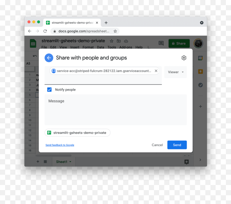 Connect Streamlit To A Private Google Sheet - Streamlit Docs Google Doc Share With People And Groups Png,Googleapi Icon Ref