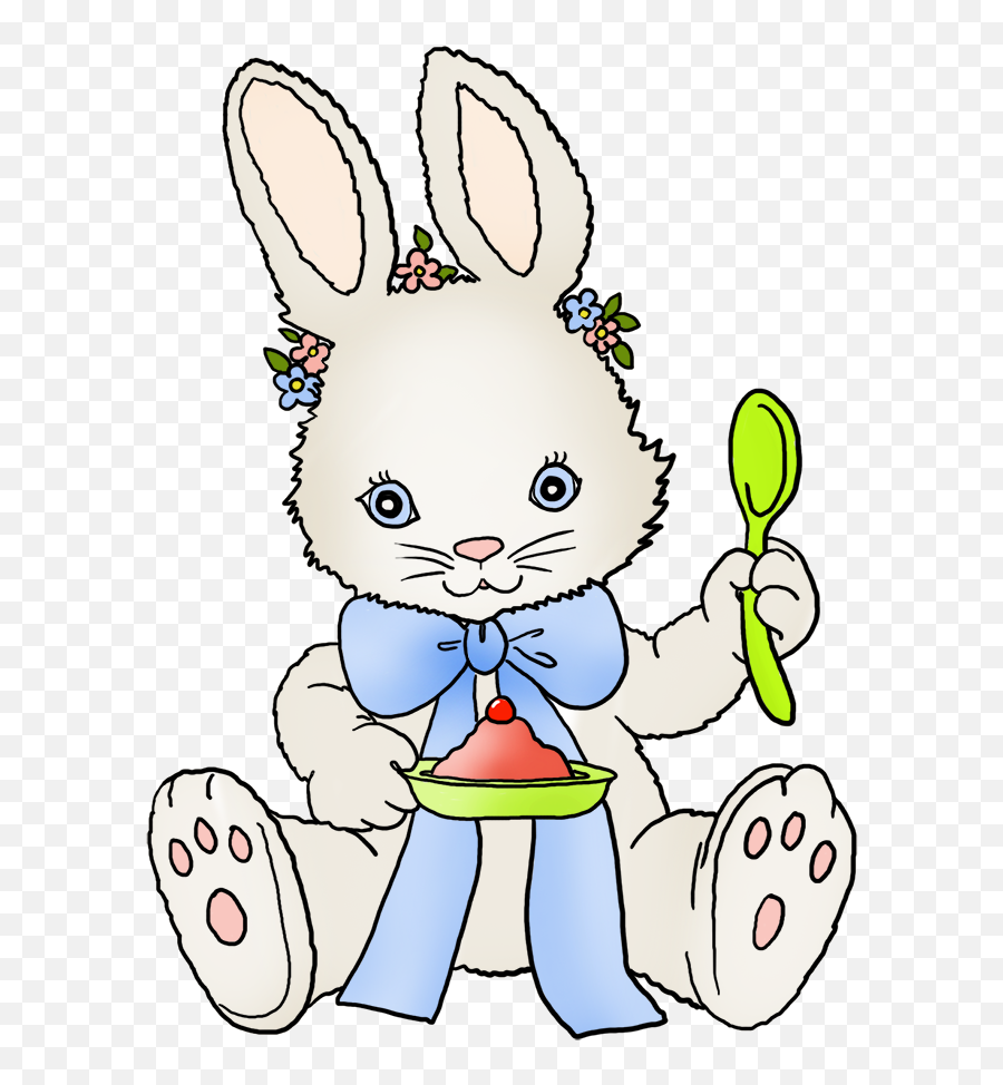 Funny And Cute Easter Clip Art - Easter Bunny Eating Cake Png,Rabbit Clipart Png