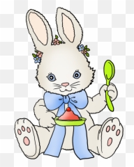 Funny And Cute Easter Clip Art - Easter Bunny Eating Cake Png,Rabbit Clipart Png