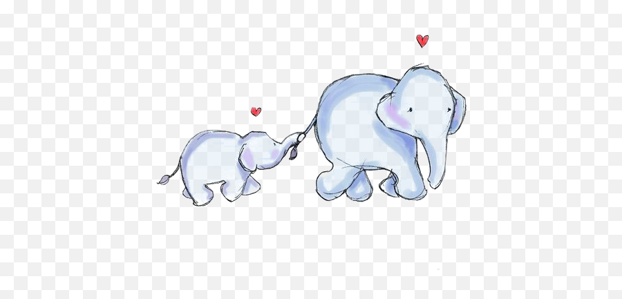 Elephant Mother Infant Clip Art - Elephant And Baby Elephant Cartoon Png,Baby Elephant Png