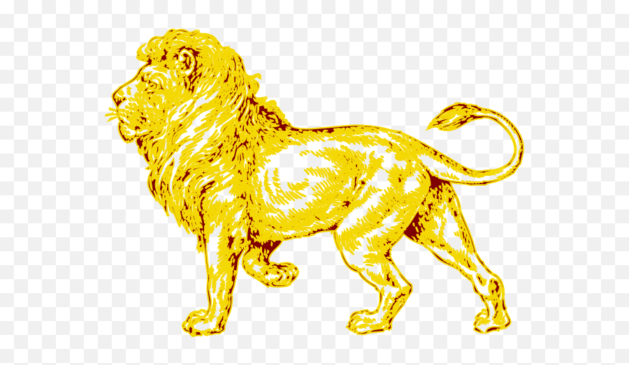 Lion In Gold With Brown Outline Clip Art - Lion Lion Sketch Png,Lion Silhouette Png