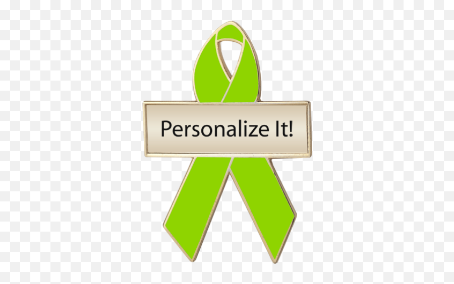 Lime Green Awareness Ribbons Lapel Pins Personalized Cause - Awareness Ribbon Png,Cancer Ribbon Png