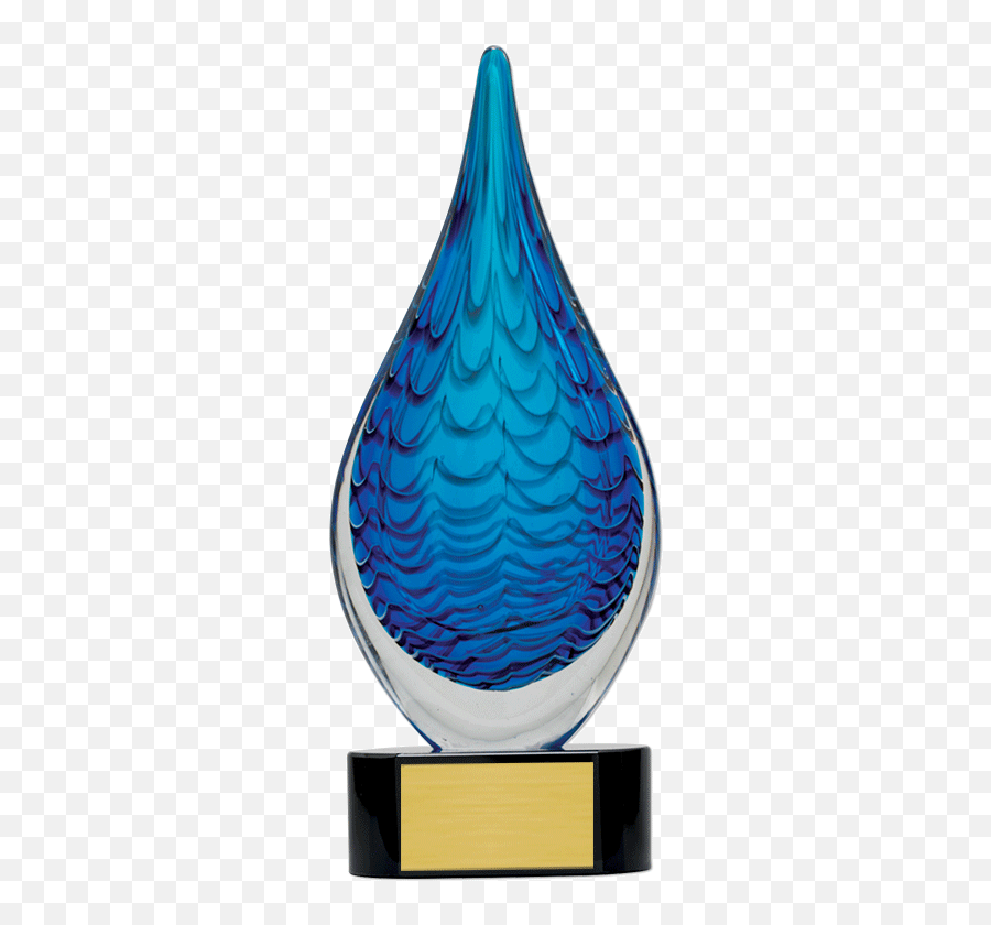 Blue Raindrop Art Glass With Base - Vertical Png,Raindrop Transparent