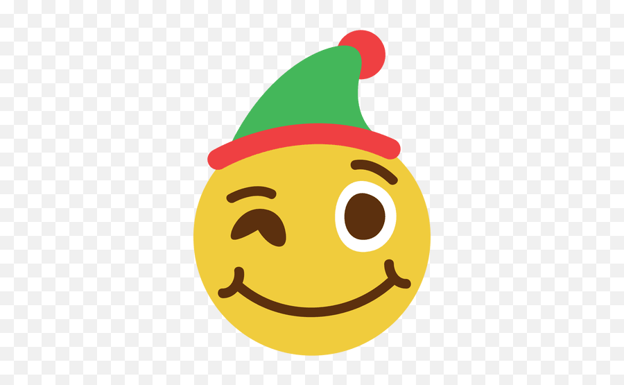 Winking Elf Hat Face Emoticon 2 - Winking Elf Emoji Png,Elf Hat Transparent