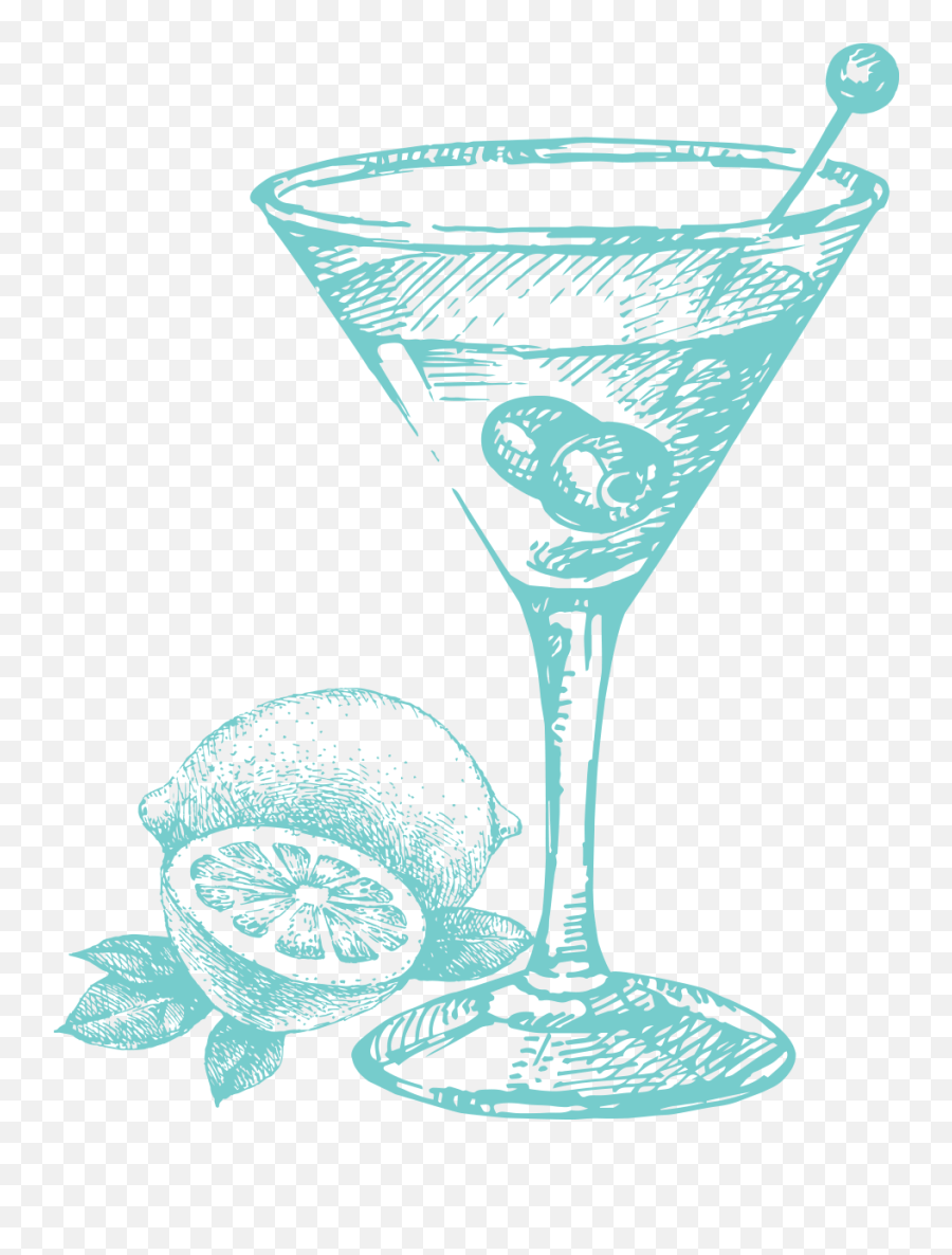Cocktail Glass Vector - Cocktail Png Black And White,Martini Png